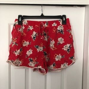 Red Flowy Hollister Shorts